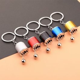 Gear knob silver keychain