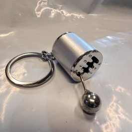 Gear knob silver keychain